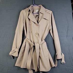 Linea by Louis Dell'Olio Belted Trench Coat Wo's size‎ 12, Tan Flaw C Pic